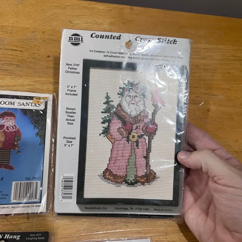 Vtg Christmas Cross Stitch Kit‎ Lot NeedleMagic Heirloom Santas Father Christmas